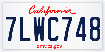 CA license plate 7LWC748