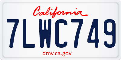 CA license plate 7LWC749