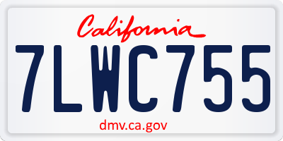 CA license plate 7LWC755