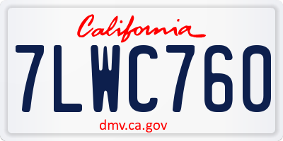 CA license plate 7LWC760