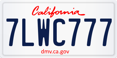 CA license plate 7LWC777