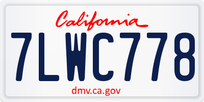 CA license plate 7LWC778