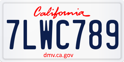 CA license plate 7LWC789