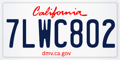 CA license plate 7LWC802