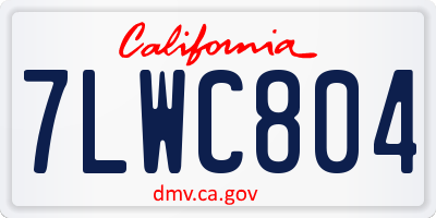 CA license plate 7LWC804