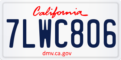 CA license plate 7LWC806