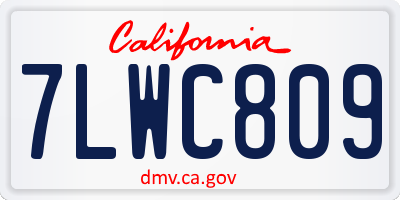 CA license plate 7LWC809