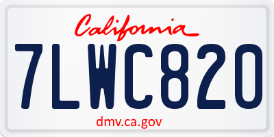 CA license plate 7LWC820