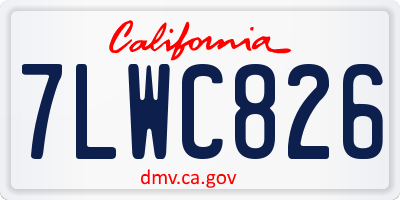 CA license plate 7LWC826