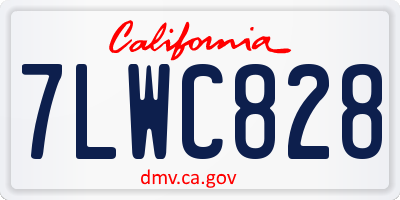 CA license plate 7LWC828