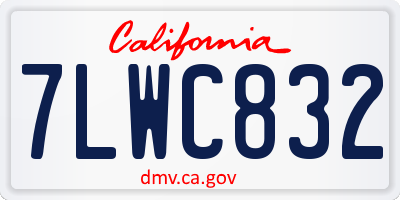 CA license plate 7LWC832