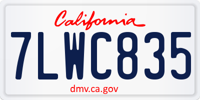 CA license plate 7LWC835