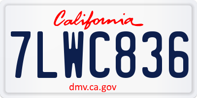 CA license plate 7LWC836