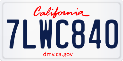CA license plate 7LWC840