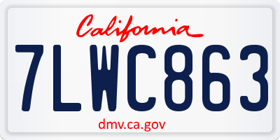CA license plate 7LWC863