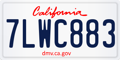 CA license plate 7LWC883