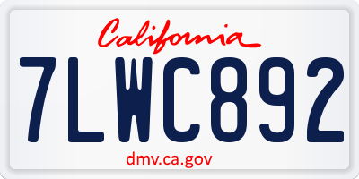 CA license plate 7LWC892