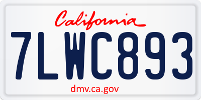 CA license plate 7LWC893