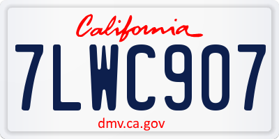 CA license plate 7LWC907