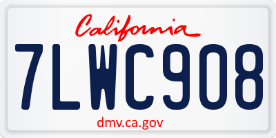 CA license plate 7LWC908