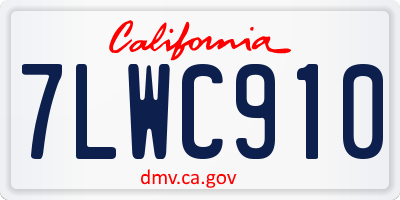 CA license plate 7LWC910