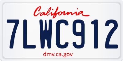 CA license plate 7LWC912
