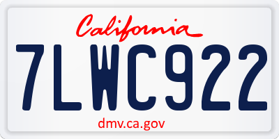 CA license plate 7LWC922