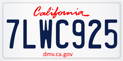 CA license plate 7LWC925