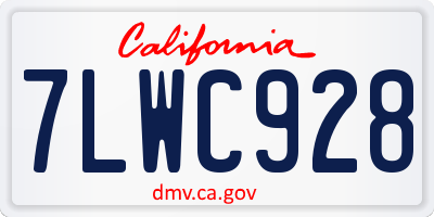 CA license plate 7LWC928