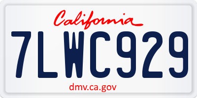 CA license plate 7LWC929