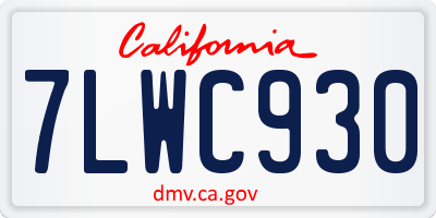 CA license plate 7LWC930