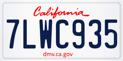 CA license plate 7LWC935