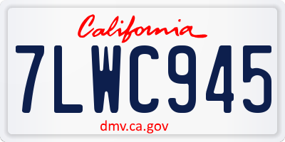 CA license plate 7LWC945
