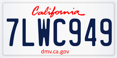 CA license plate 7LWC949