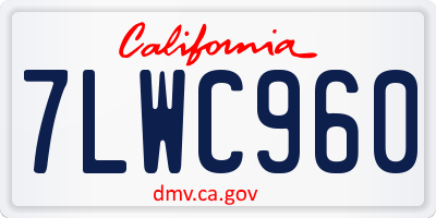 CA license plate 7LWC960