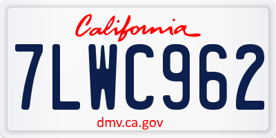 CA license plate 7LWC962