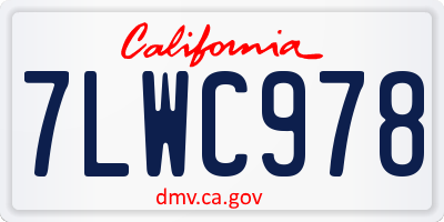 CA license plate 7LWC978
