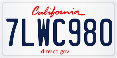 CA license plate 7LWC980