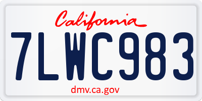CA license plate 7LWC983