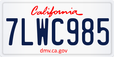 CA license plate 7LWC985