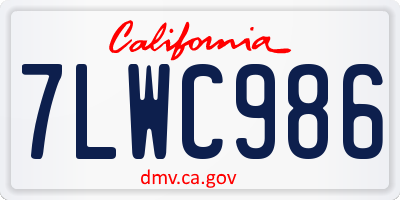 CA license plate 7LWC986