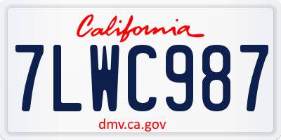 CA license plate 7LWC987