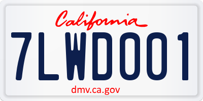 CA license plate 7LWD001