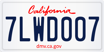 CA license plate 7LWD007