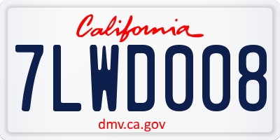 CA license plate 7LWD008