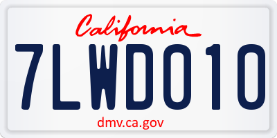 CA license plate 7LWD010