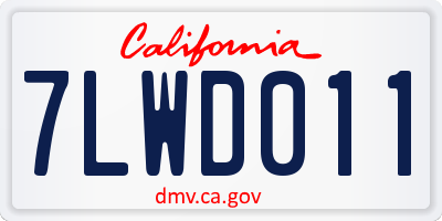 CA license plate 7LWD011