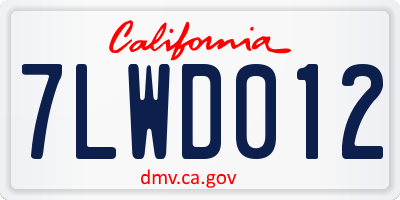 CA license plate 7LWD012