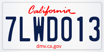 CA license plate 7LWD013