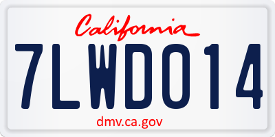 CA license plate 7LWD014